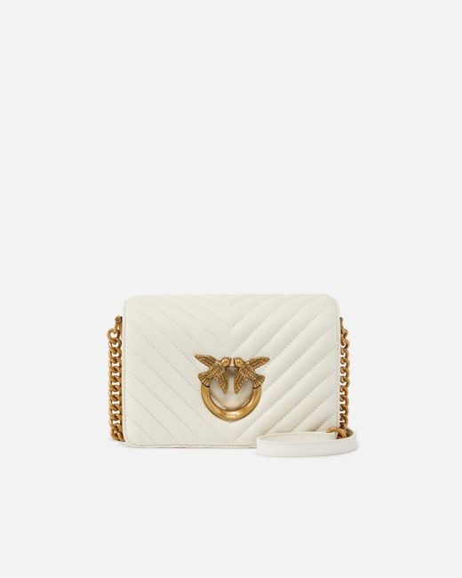 Pinko Natural Small Shoulder Bag Love Bag Click Chevron