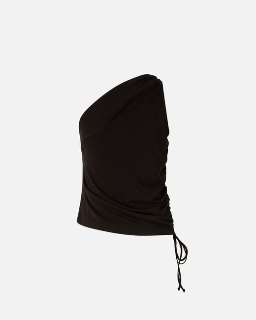 Pinko Black One-Shoulder Top With Knot Detail