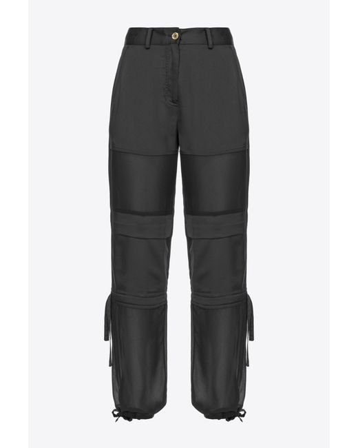 Pinko Black Satin And Georgette Cargo Trousers