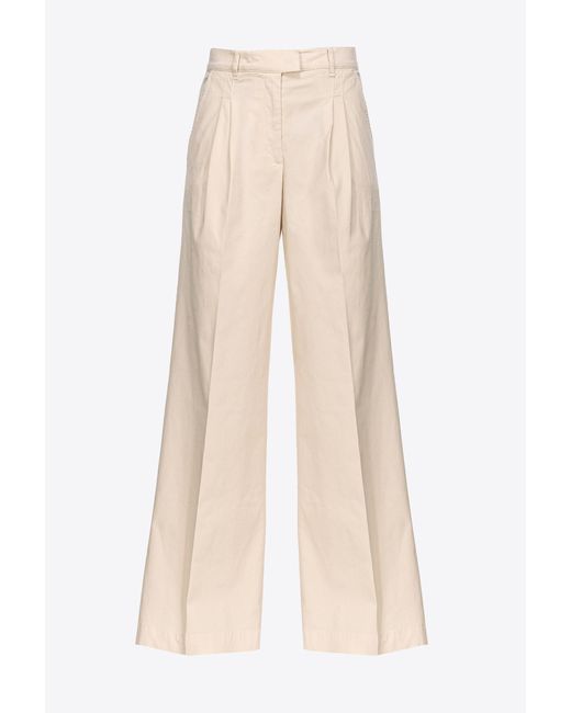 Pinko Natural Wide-leg Cavalry Fabric Trousers