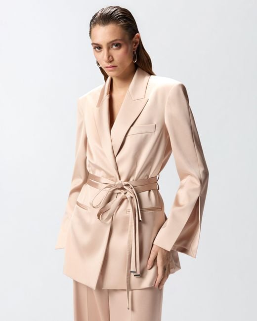 Pinko Pink Satin Jacket With Belt