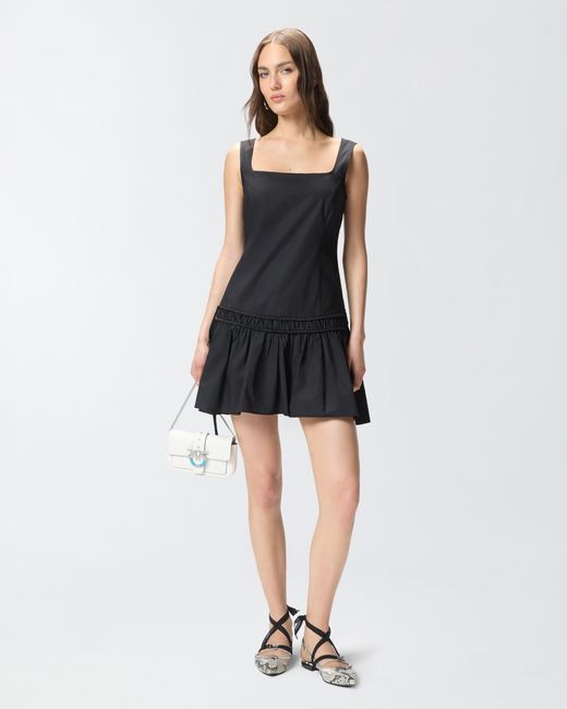 Pinko Black Short Dress With Gathering And Drawstring