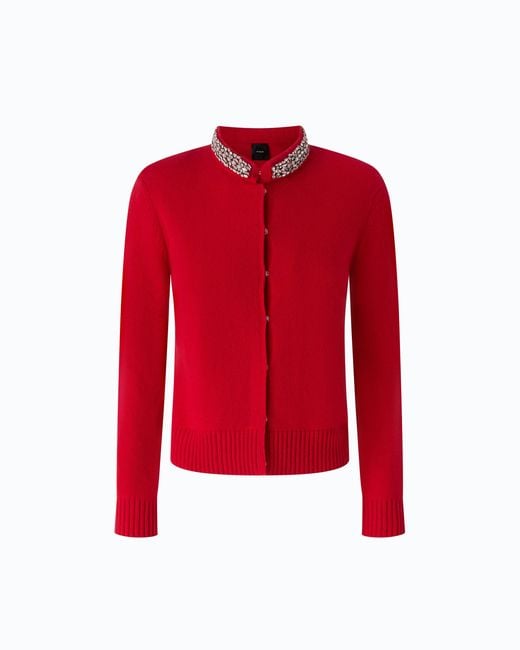 Pinko Red Cardigan With Jewel Collar