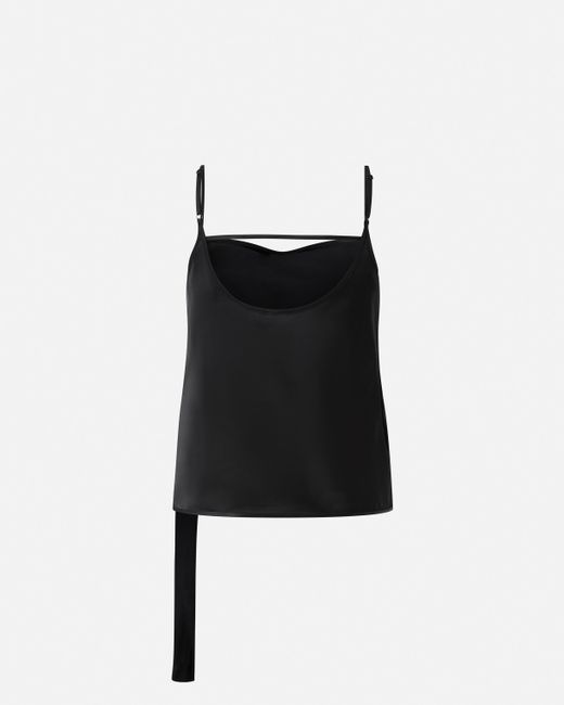 Pinko Black Satin Vest Top With Light Draping