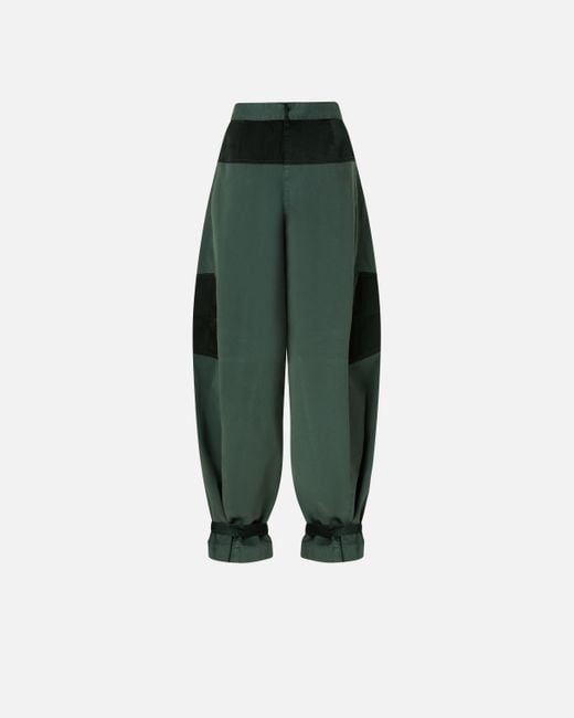 Pinko Green Utility Trousers With Contrasting Inserts