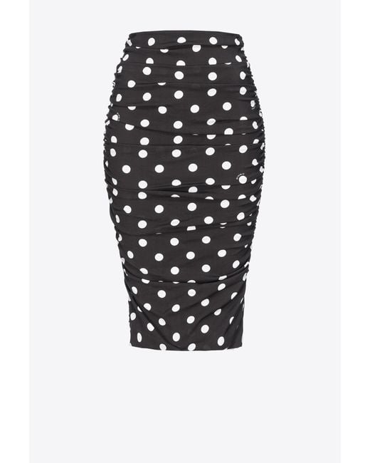 Pinko Black Polka-dot Calf-length Skirt