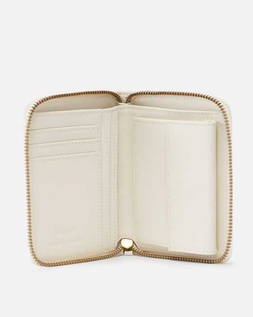 Pinko White Square Leather Zip-Around Purse