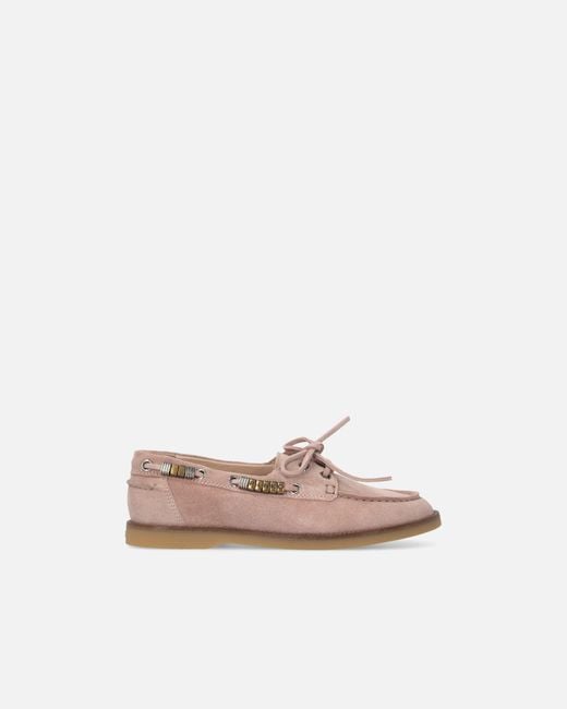 Pinko White Suede Moccasins With Jewel Details