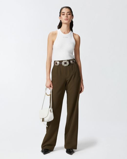 Pinko White Ribbed Camisole Top With Logo