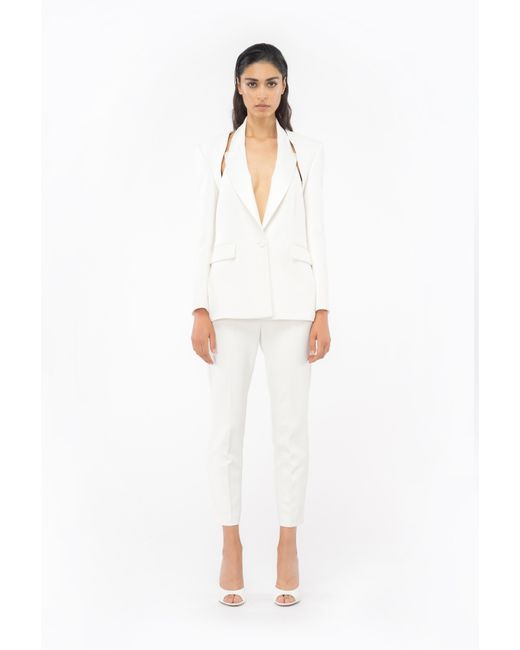Pinko White Single-breasted Blazer With Back Detail