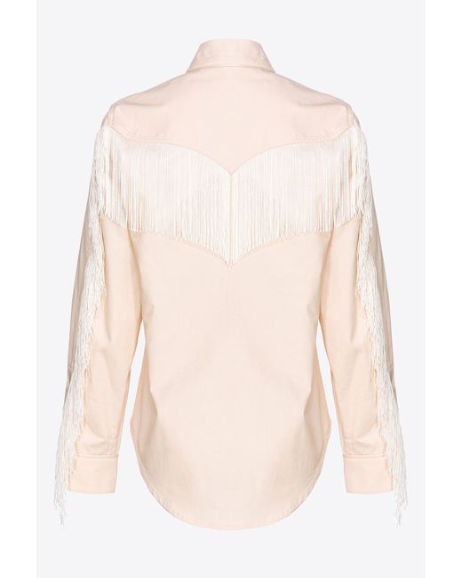 Pinko Natural Shirt With Fringing On The Back