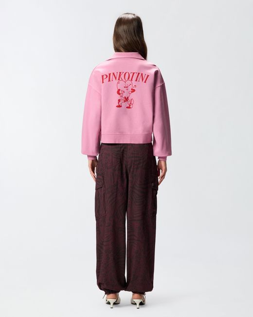 Pinko Pink Sweatshirt With Heart And Tini Print