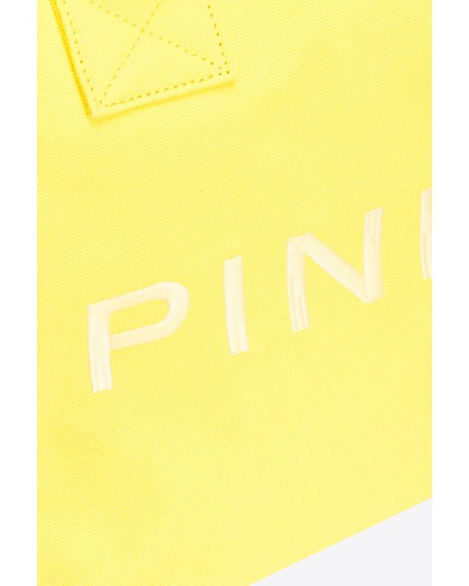 Beach Shopper in canvas riciclato di Pinko in Yellow