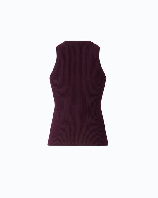Pinko Purple Ribbed Top With Sheer Love Birds Logo