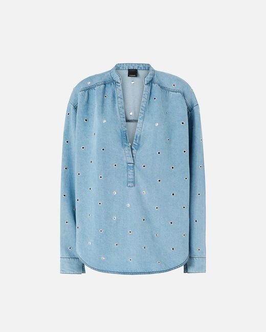 Pinko Blue Denim Blouse With Eyelets