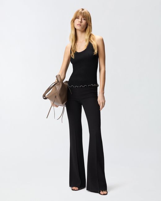 Pinko Black Ribbed Vest Top With Logo