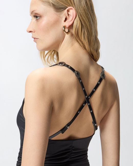 Pinko Black Bodysuit With Crossed Shoulder Straps