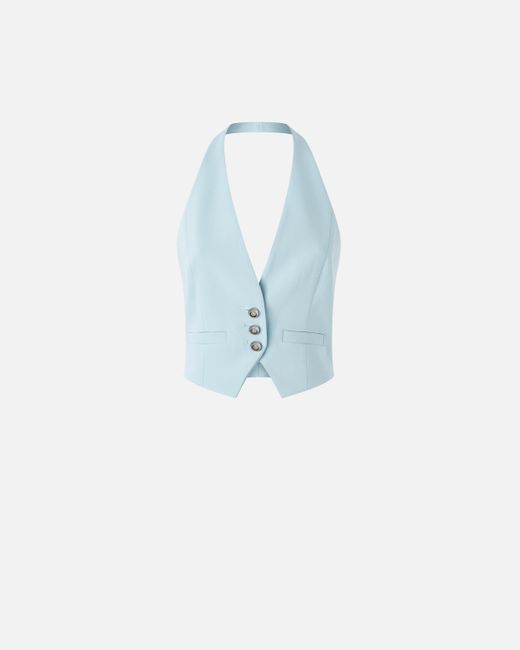 Pinko Blue Short Vest In Technical Fabric With Open Back