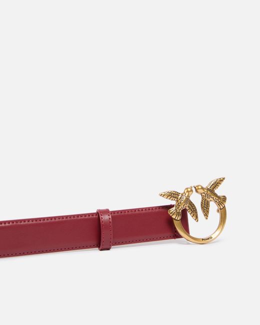 Pinko White Love Birds Leather Belt 3Cm