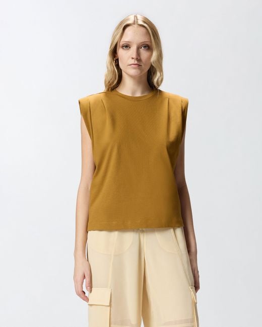 Pinko White Sleeveless Double Jersey T-Shirt