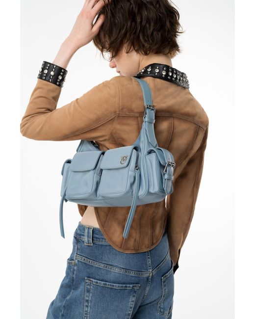 Pinko Blue Cargo Bag In Recycled Technical Fabric