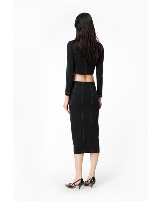 Pinko Black Calf-length Scuba Skirt