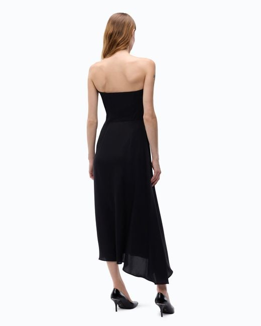Pinko Black Sleeveless Satin Midi Dress