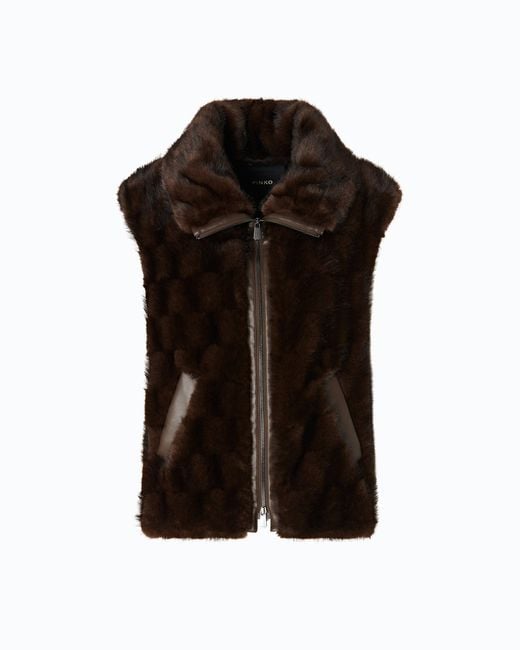 Pinko Black Faux Fur Vest With Zip