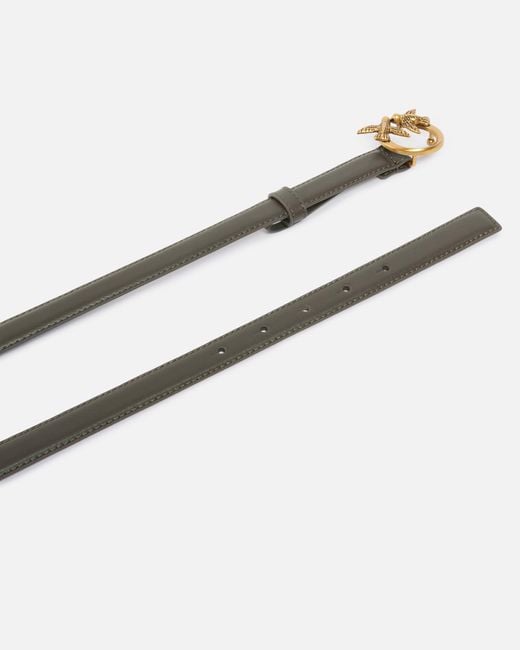 Pinko White Love Birds Thin Leather Belt 2Cm