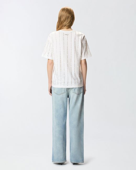 Pinko White T-Shirt With Jewel Stripes