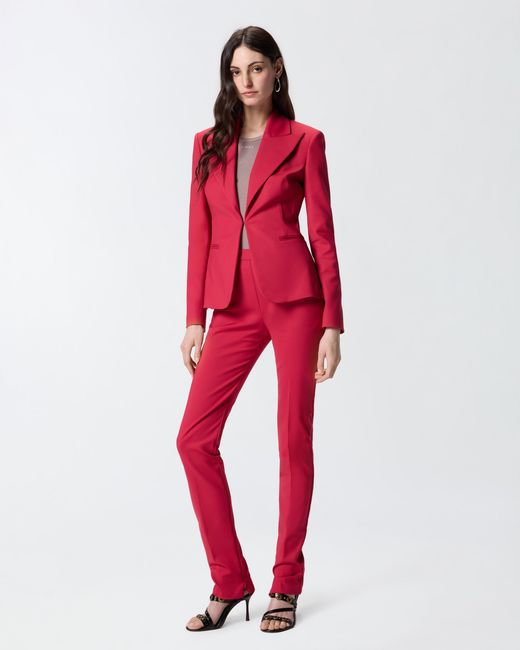Pinko Red Satin Jacket With Rear Slit