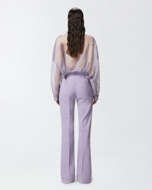 Pantalones Elegantes Acampanados De Lino, Chalk Pinko de color Purple