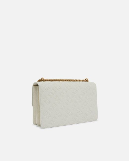Pinko White Love Bag Leather Crossbody Bag With Logo