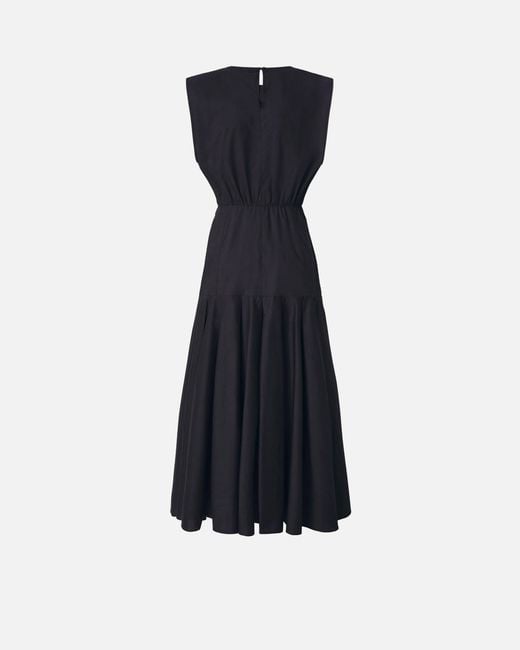 Pinko Blue Sleeveless Midi Dress With Pleats And Cut-Out