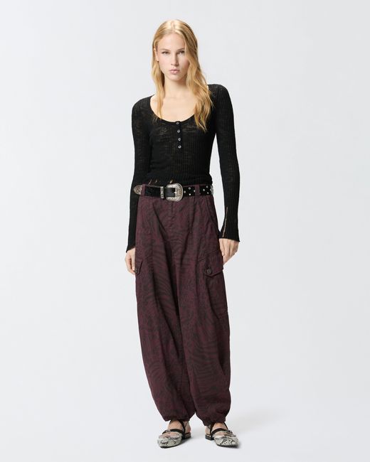 Pinko Purple Balloon Trousers With Animal Motif