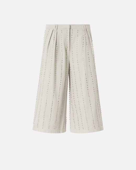 Pinko White Bermuda Shorts With Jewel Stripes