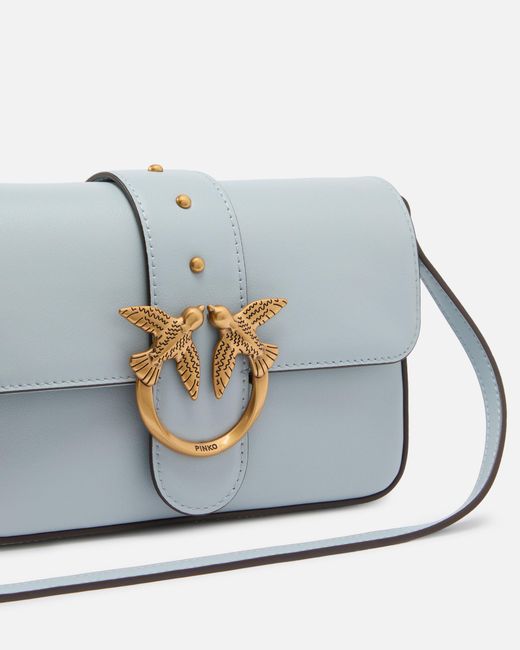 Pinko Blue Soft Leather Shoulder Bag Mini Love Bag