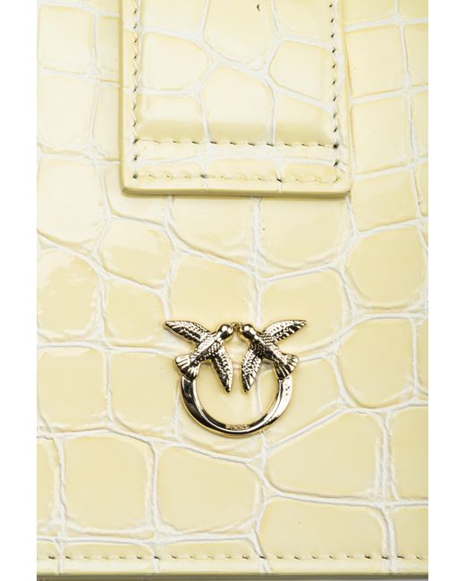 Pinko Metallic Galleria Mini Love Bag One In Shiny Crocodile-print Leather
