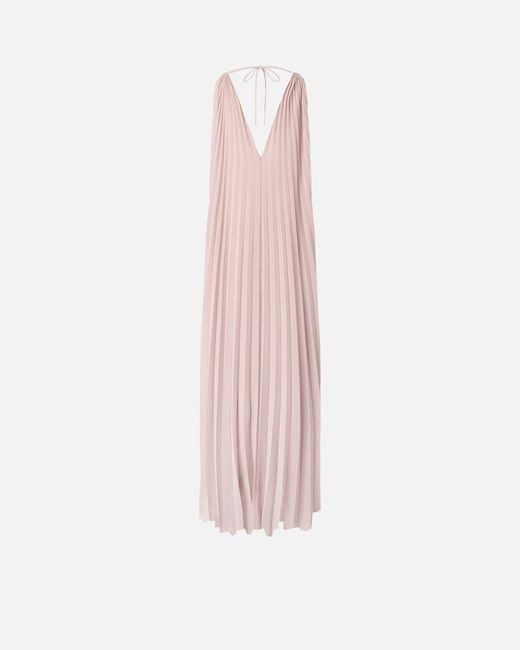 Pinko Pink Long Pleated Dress With Slit