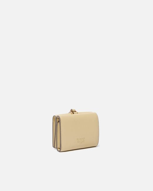 Pinko White Compact Leather Wallet With Wristlet