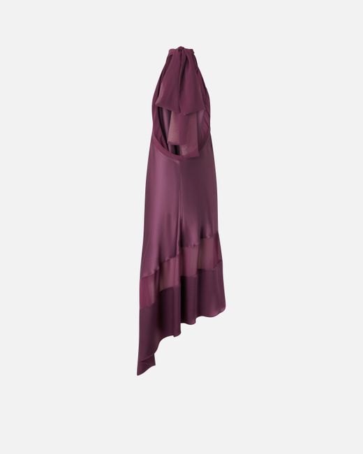 Pinko Purple Satin And Georgette Open-Back Dress