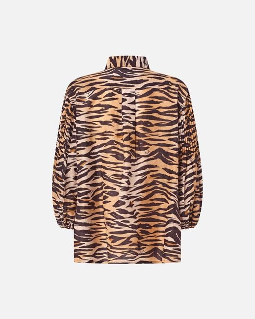 Pinko Natural Cotton And Silk Blouse With Animal Print