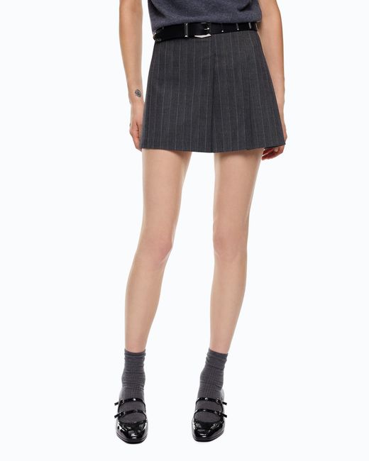Pinko Black Pinstriped Mini Skirt With Macro Pleats