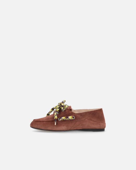Pinko White Suede Moccasins With Multicoloured Laces