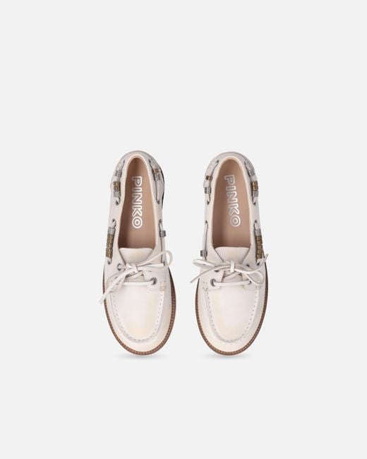 Pinko White Leather Moccasins With Jewel Details