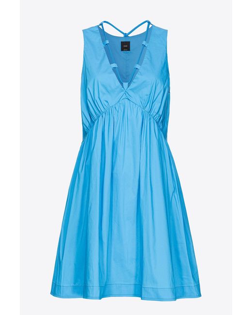 Pinko Blue Technical Poplin Mini Dress