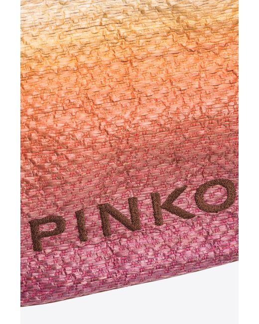 Pinko Pink Small Pagoda Shopper Bag In Faded Raffia