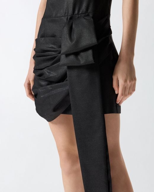 Pinko Black Short Pinstriped Dress With Draping