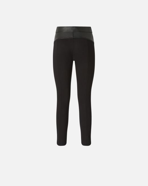 Pinko Black Leather And Stretch Fabric Trousers