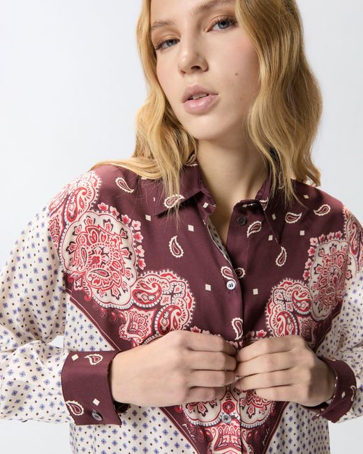 Pinko Multicolor Shirt With Tie Motif And Placed Print